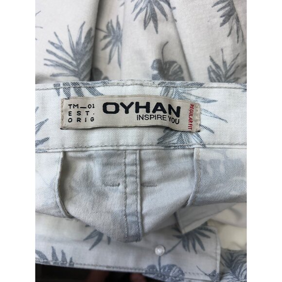 Oyhan Mens Tropical Leaf Print Shorts Cotton Polyester Blend US 36 - Picture 3 of 7